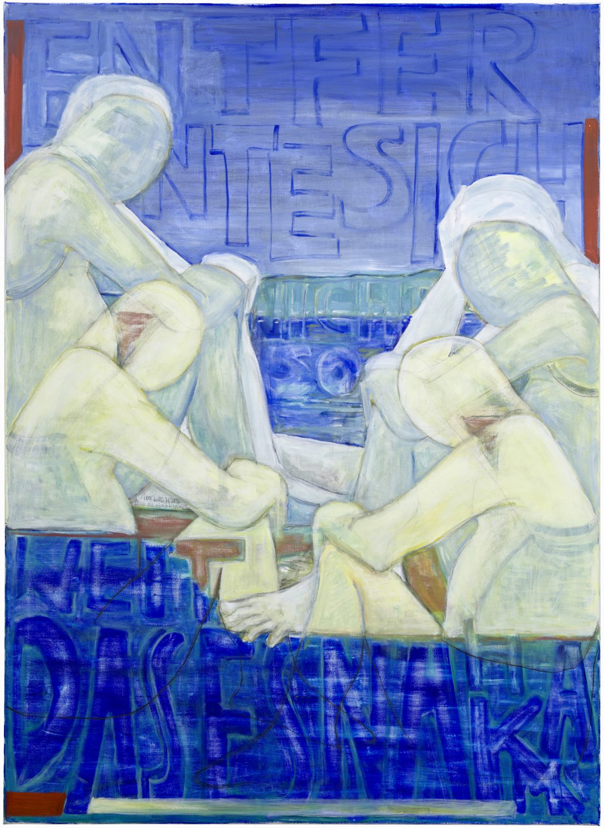 Was (Text: Paul Celan), 110 x 80 cm, Kohle, Öl , Filzstift auf Leinwand, 2018